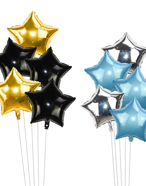 5Pcs 18inch Gold Silver Foil Star Balloon Wedding Balloons Decoration Baby Shower Children's Kids Birthday Party Balloons Globos