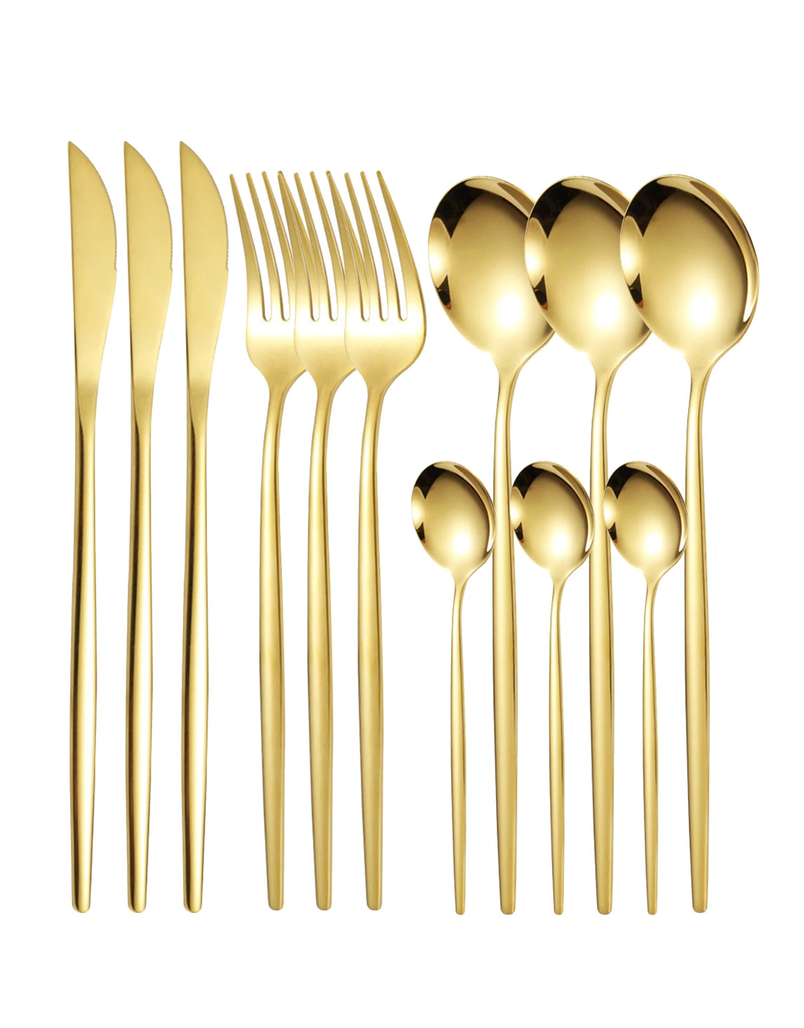 12pc Thin stainless steel cutlery set Portugal steak knife and fork dessert spoon coffee spoon