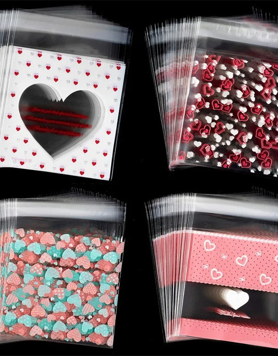 Self Adhesive Plastic Transparent Cellophane Bag Sachet For Candy Jewelry Packaging Gift .