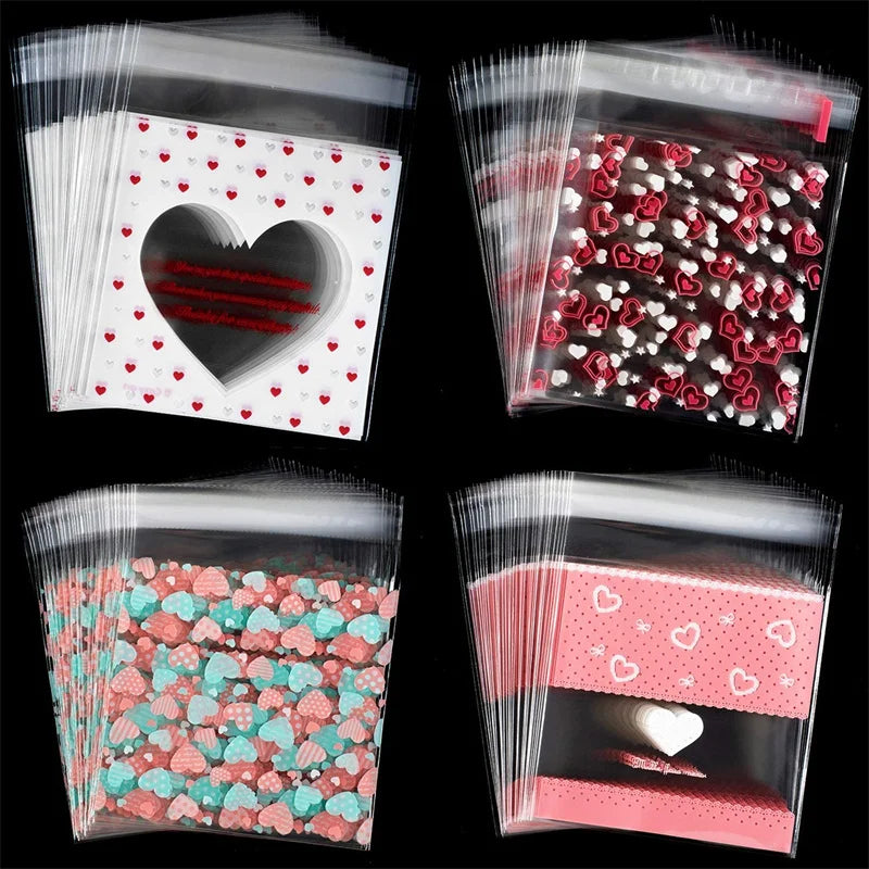 Self Adhesive Plastic Transparent Cellophane Bag Sachet For Candy Jewelry Packaging Gift .