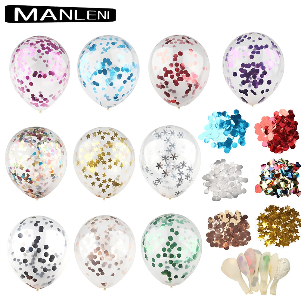 12 Inch 10-30 Pcs Sequin Sparkling Balloons Wedding Decoration Week Birthday Party Confetti Latex Transparent Ballon Baby Shower