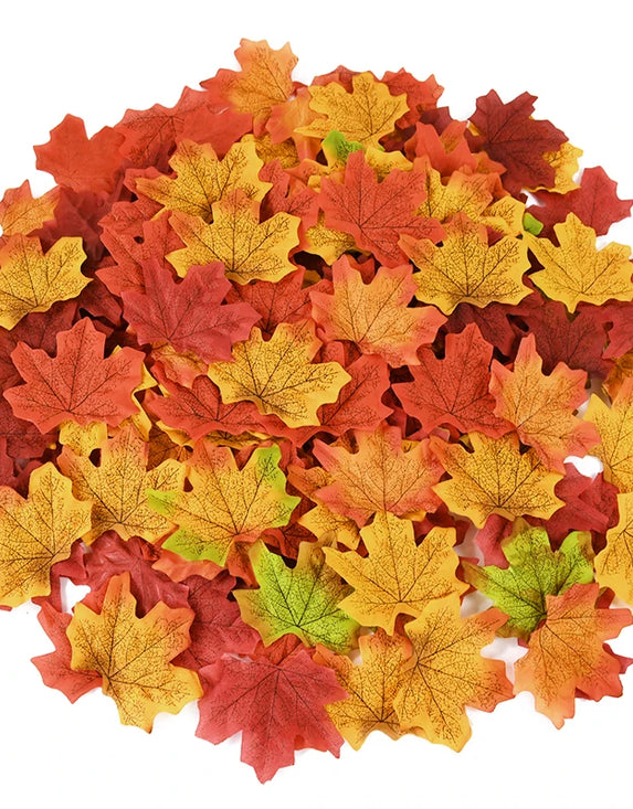 50/200Pcs Artificial Maple Leaves Autumn Silk Fall Leaf For Thanksgiving Halloween Christmas Home Decoration Wedding Party Craft