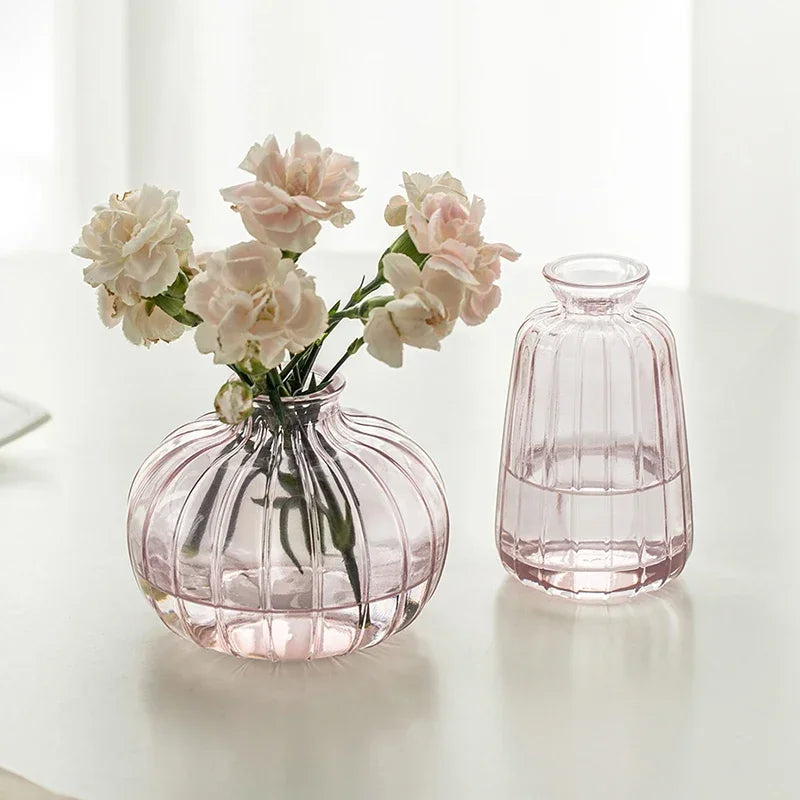 Decorative Flower Bottle Modern Mini Glass Vase for Flowers Transparent Bud Vase Designed for Living Room Decor Table Ornaments