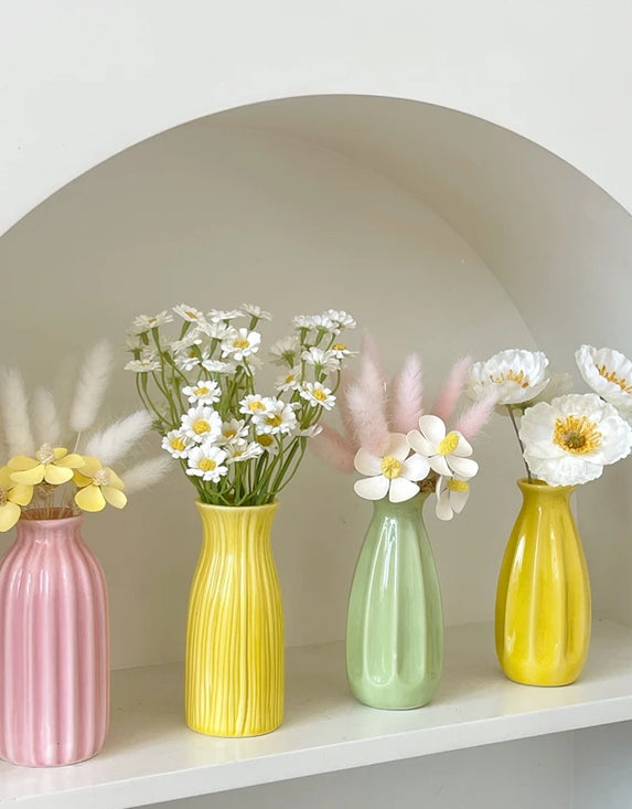 Nordic Ceramics Vase Ins Flower Bottle Creative Flower Plant Pot Room Table Decor Desktop Ornament Vases Home Decoration 꽃병