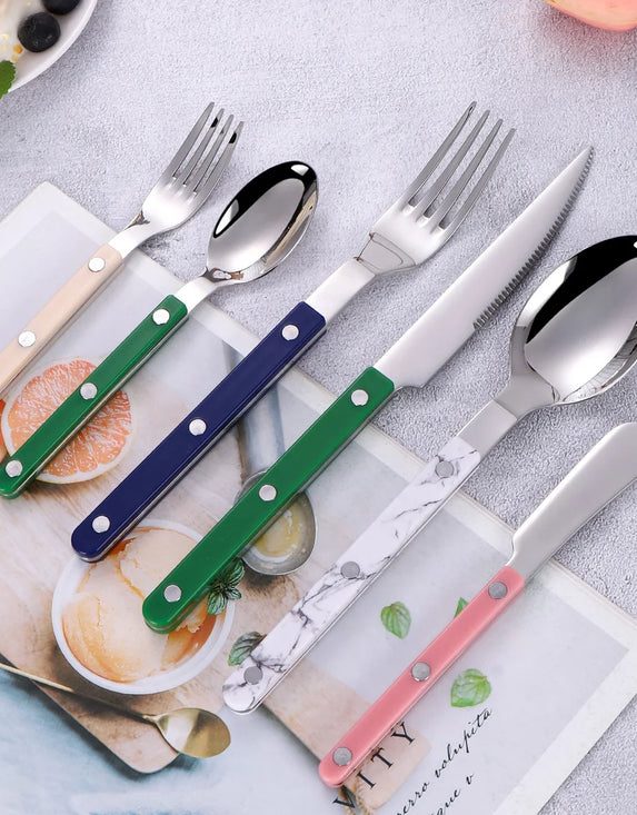 Fashion New Colorful Handle 304 Cutlery Set 18/10 Stainless Steel Creativity Gift Flatware Knife Fork Spoon Drop Ship