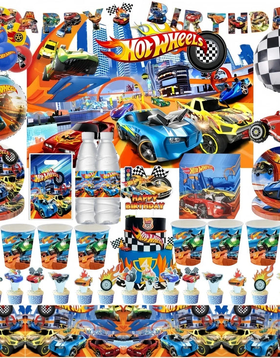 Hot Wheels Birthday Decoration Racing Car Disposable Tableware Tablecloth Plate Cup Balloon Baby Shower Kids Boys Party Supplies