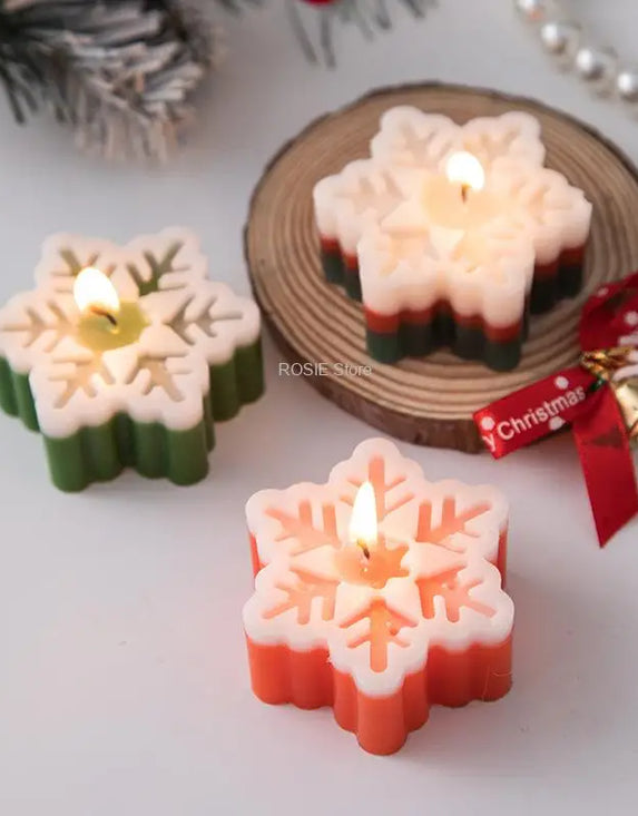 Snowflake Silicone Candle Mold Christmas Tree Aromatherapy Candle Handmade Candle Mould Gift Christmas Decoration