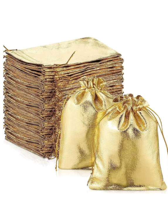 Gold Gift Drawstring Bags Pouches For Jewelry