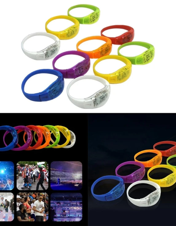 Voice Control LED Light Bracelets, Bangle, Flashing Wristbands, Sound Control, Concert, Festival, Wedding, 5/10Pcs