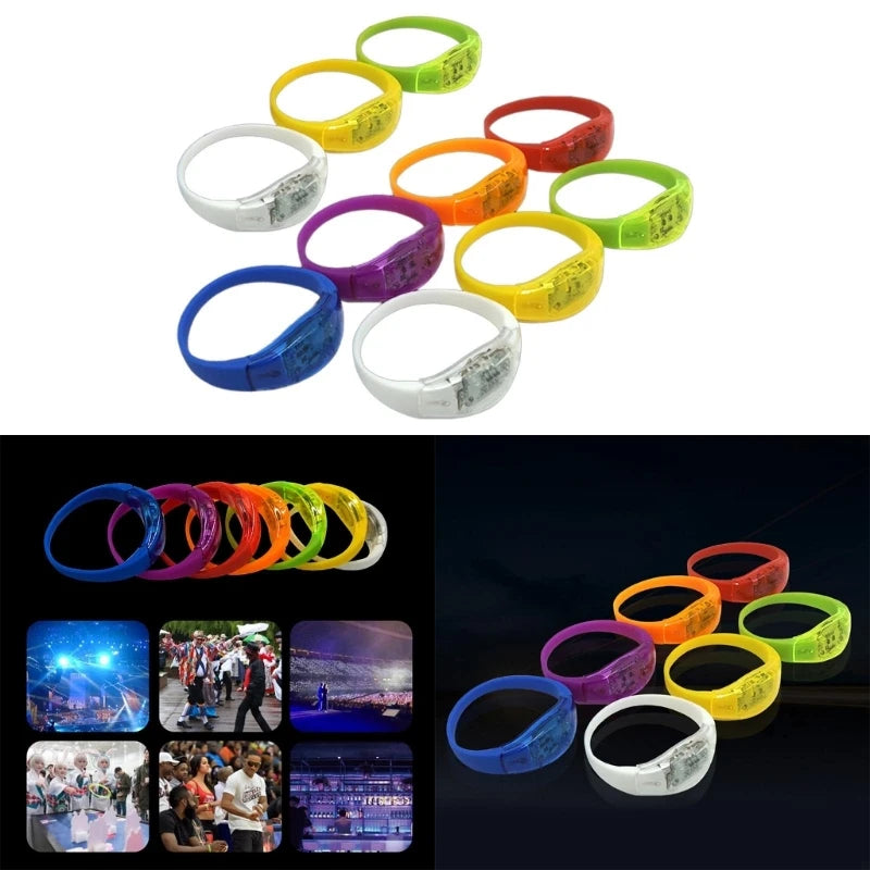 Voice Control LED Light Bracelets, Bangle, Flashing Wristbands, Sound Control, Concert, Festival, Wedding, 5/10Pcs