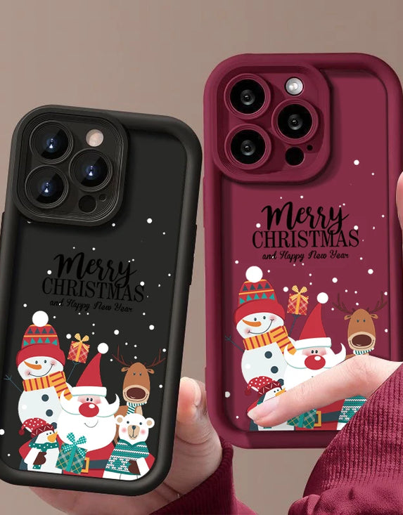 Christmas Pattern TPU Case For iPhone 16 Pro Max 15 14 Plus 13 12 11 Pro Max 7 8 XR X XS Soft Silicone Phone Cover New Year Gift