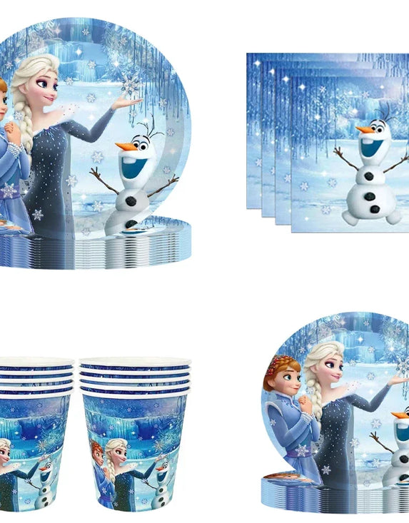 Disney Frozen happy birthday party paper Disposable Tableware Series for 10 guest baby shower girl favor event  party decoration