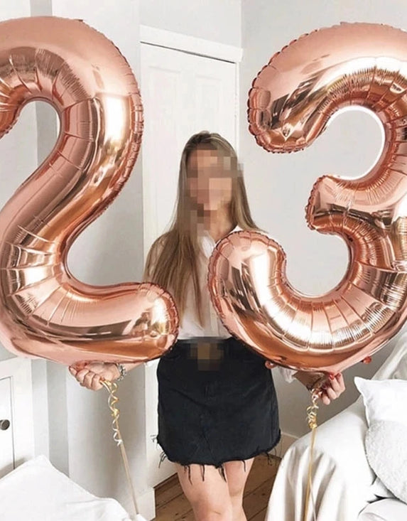 32/40inch Number Foil Balloons Rose Gold Silver Digit Figure Helium Balloon Child Adult Birthday Wedding Decor Party Supplies